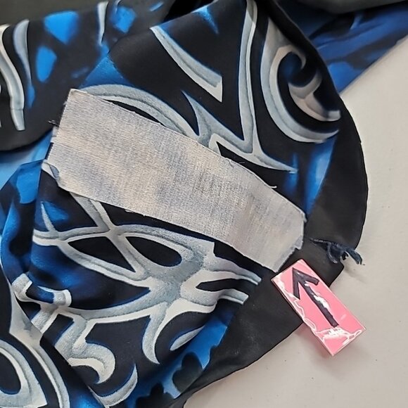 C-Two Mens XXL Hawaiian Shirt Black Gray Blue Wave Graphic Graffiti Design - Picture 12 of 14